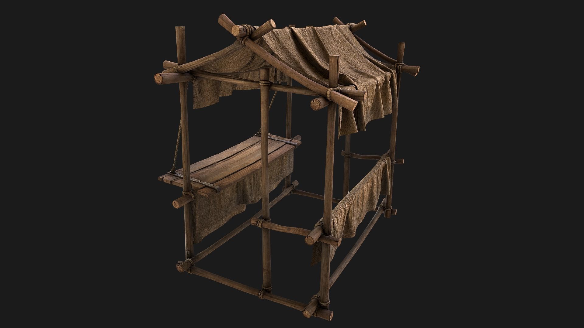 Street Stalls Brown Low-poly 3D model_16
