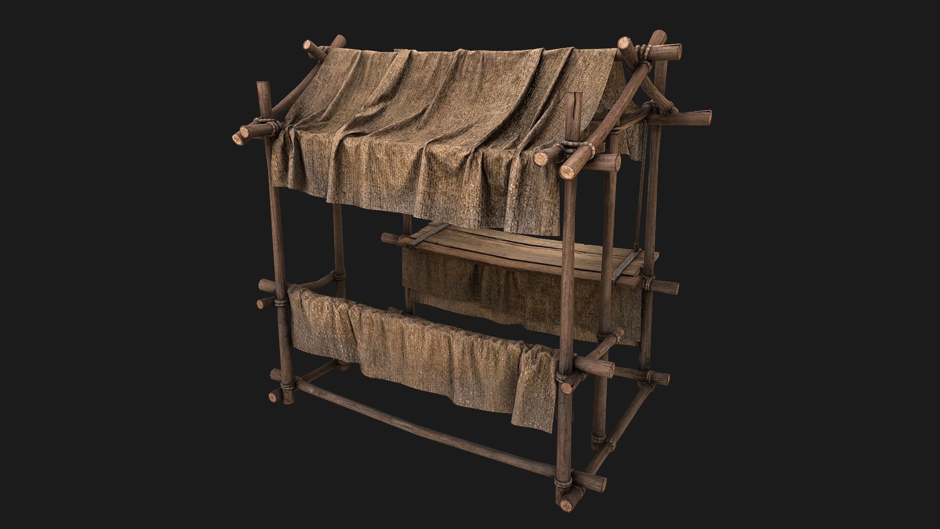 Street Stalls Brown Low-poly 3D model_19