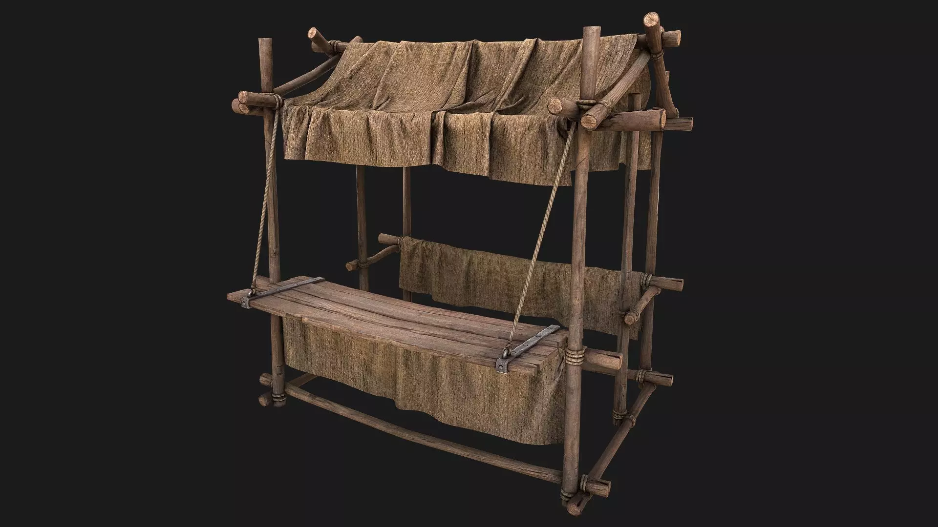 Street Stalls Brown Low-poly 3D model_0