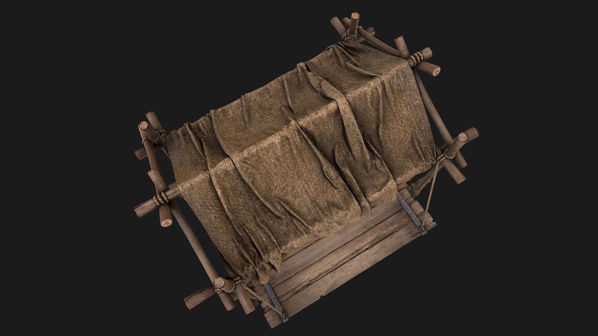 Street Stalls Brown Low-poly 3D model_9