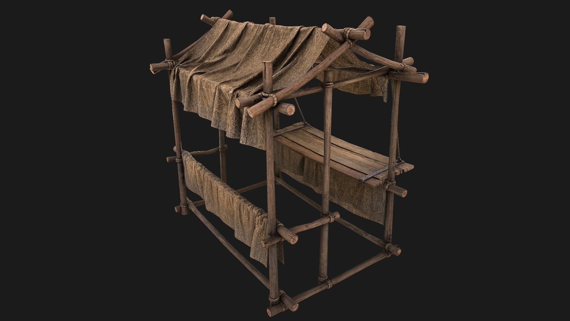 Street Stalls Brown Low-poly 3D model_3