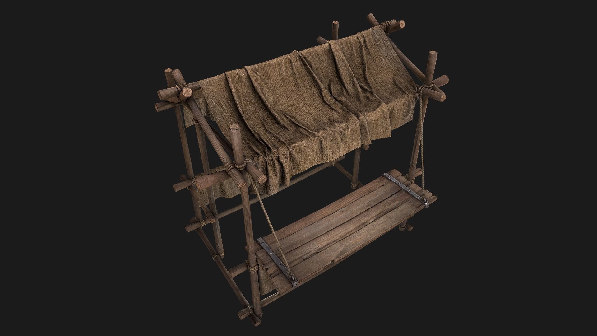 Street Stalls Brown Low-poly 3D model_8