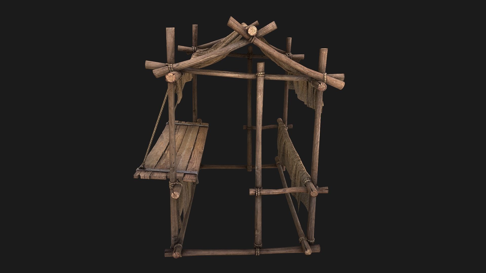 Street Stalls Brown Low-poly 3D model_14