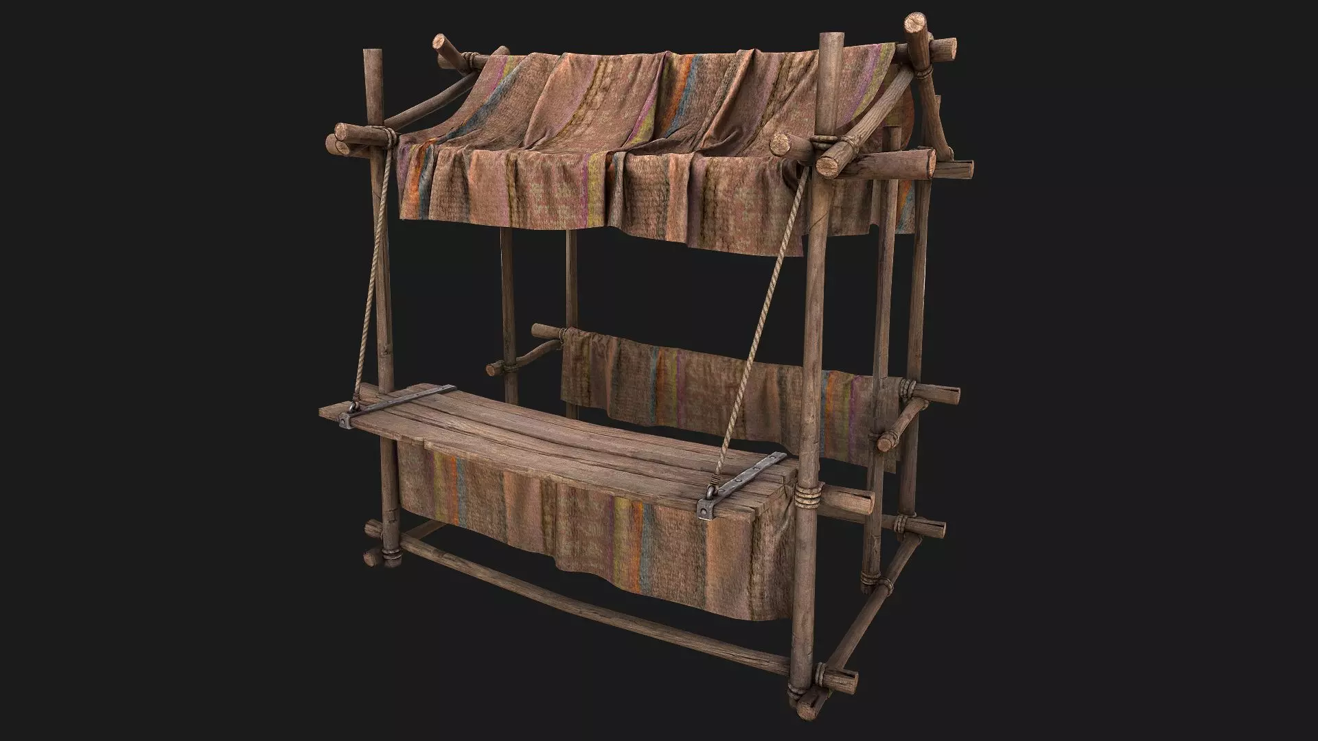 Medieval Market Stall Brown Bazaar Shop Low-poly 3D model