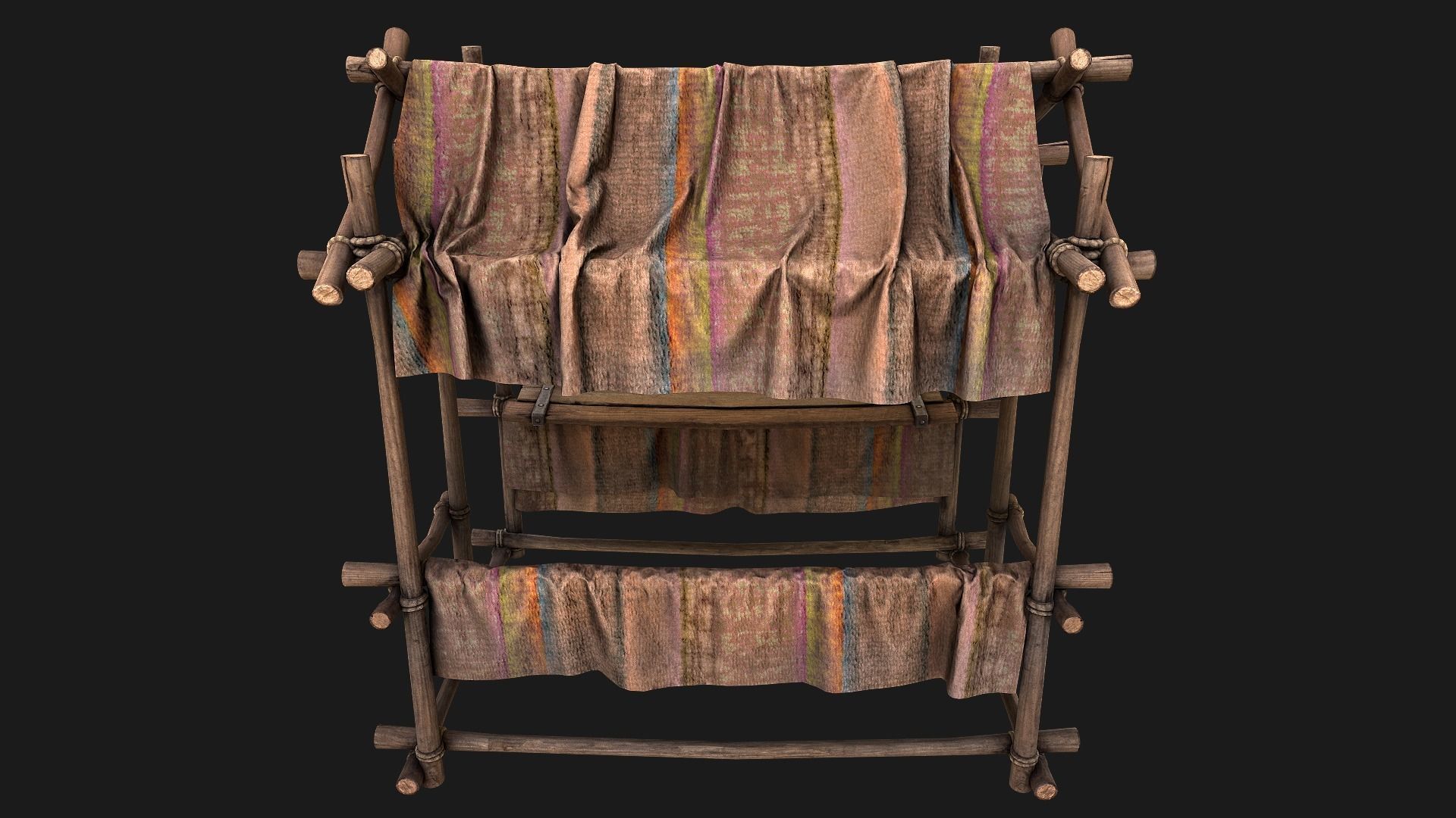 Medieval Market Stall Brown Low-poly 3D model_18