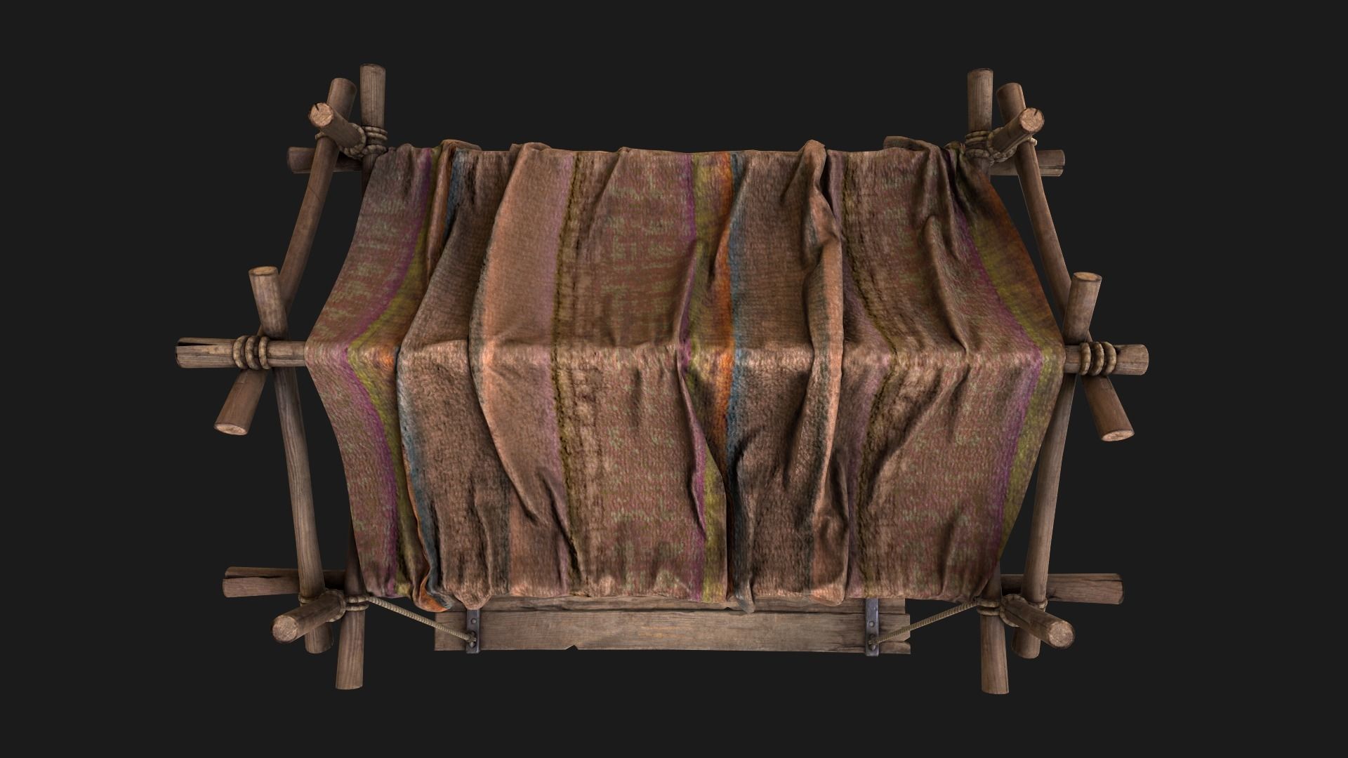 Medieval Market Stall Brown Low-poly 3D model_10