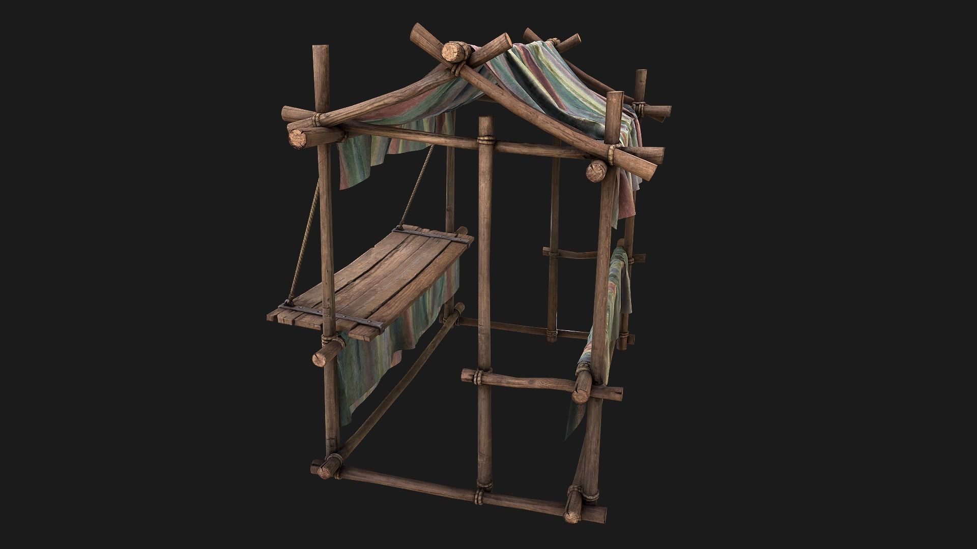 Market Stall Colored Lines Low-poly 3D model_15