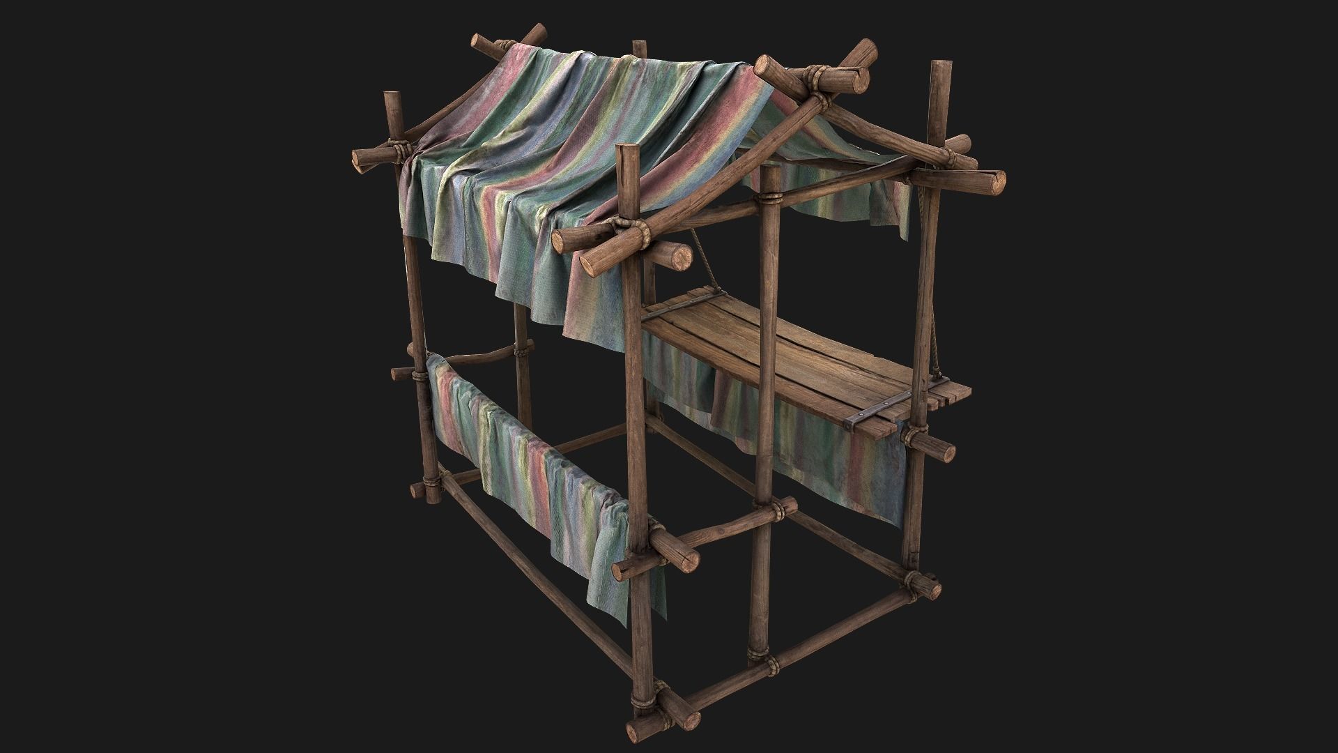 Market Stall Colored Lines Low-poly 3D model_3