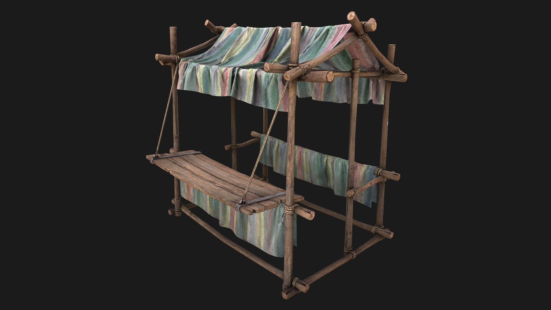 Market Stall Colored Lines Low-poly 3D model_12