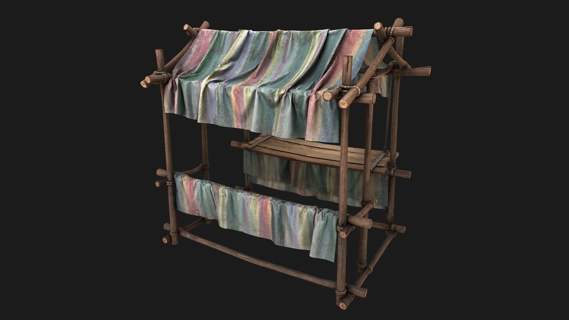 Market Stall Colored Lines Low-poly 3D model_19