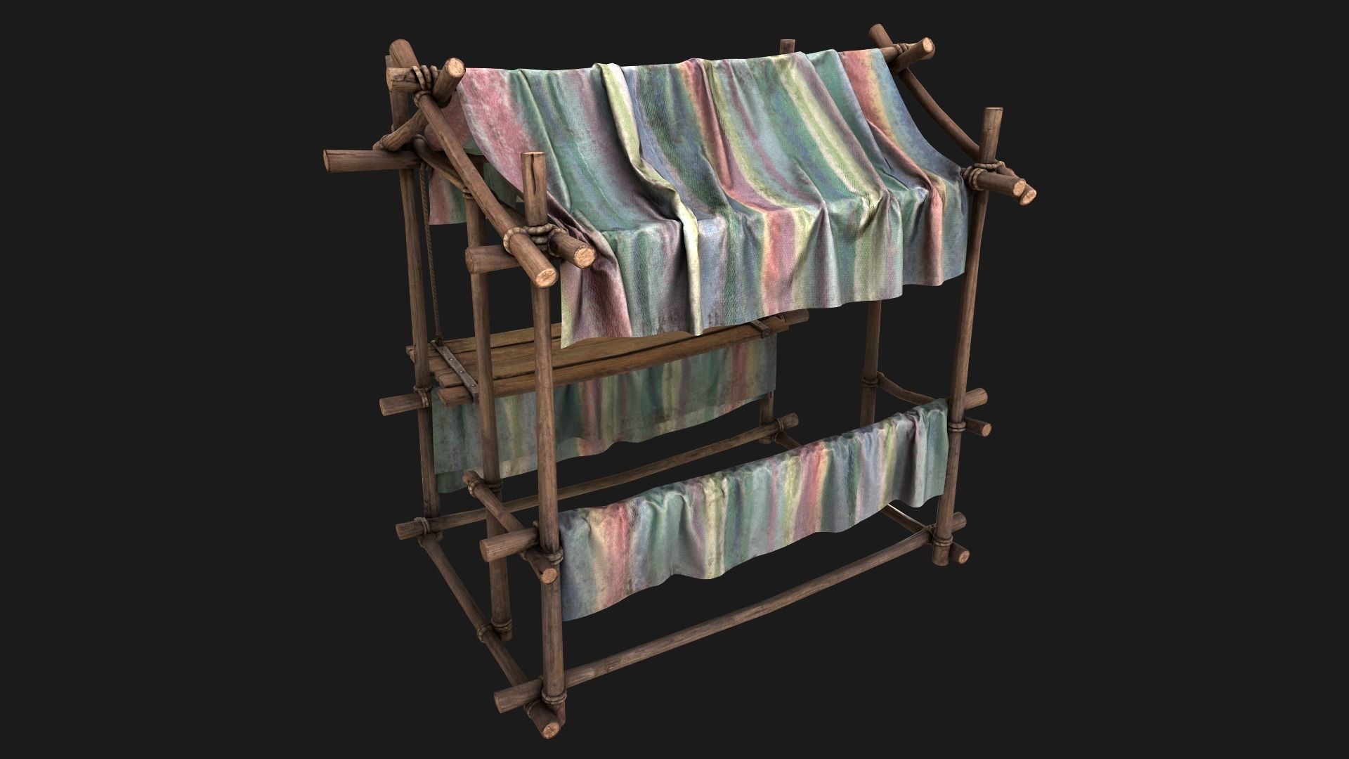 Market Stall Colored Lines Low-poly 3D model_17