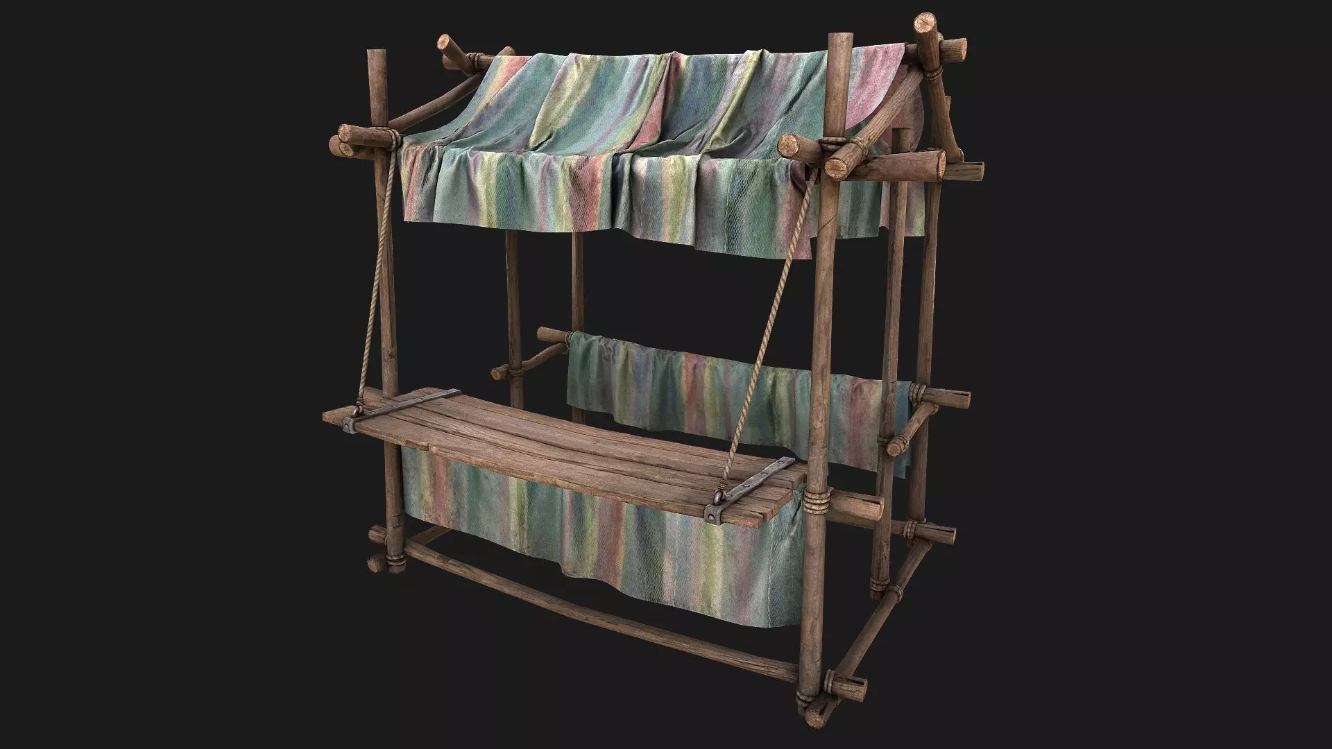Market Stall Colored Lines Low-poly 3D model_0