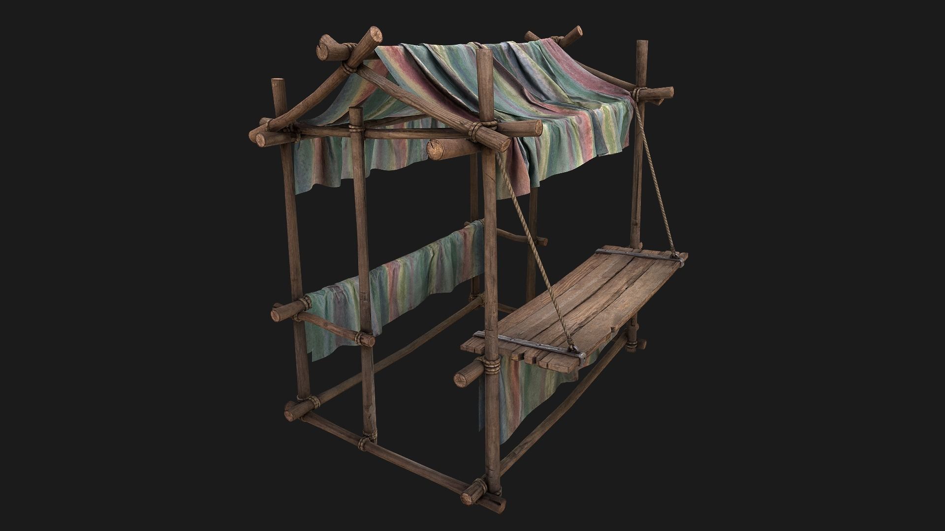 Market Stall Colored Lines Low-poly 3D model_6