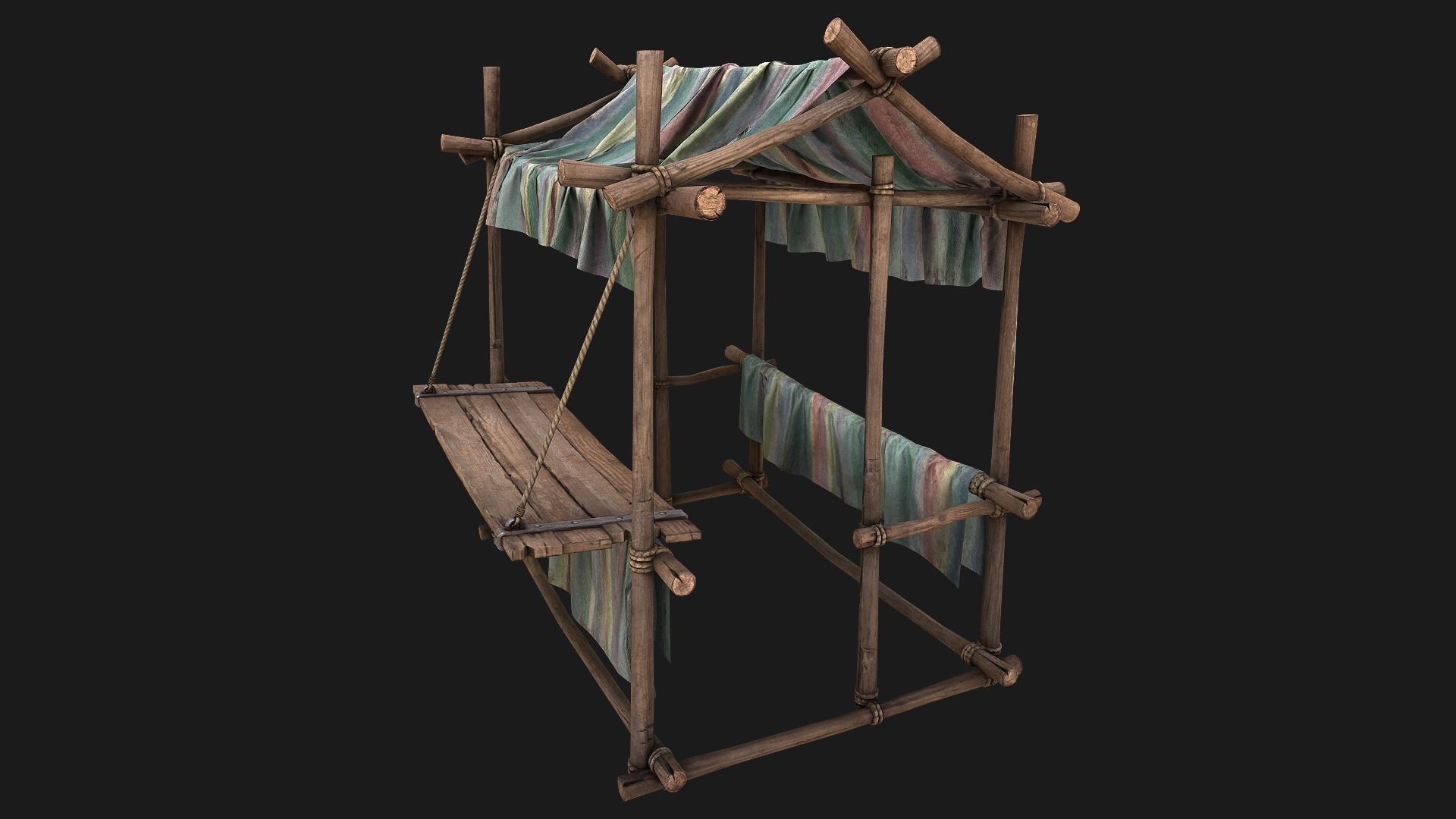 Market Stall Colored Lines Low-poly 3D model_13