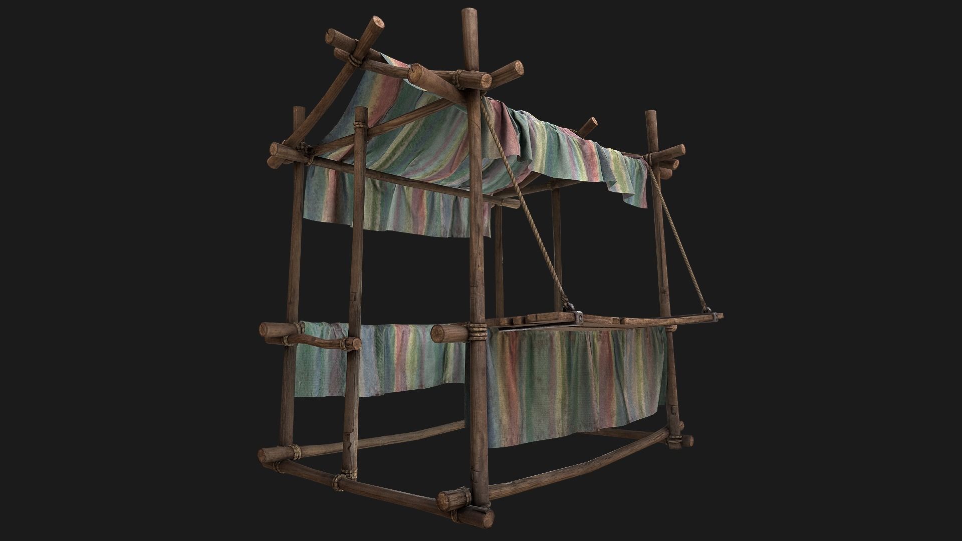Market Stall Colored Lines Low-poly 3D model_7