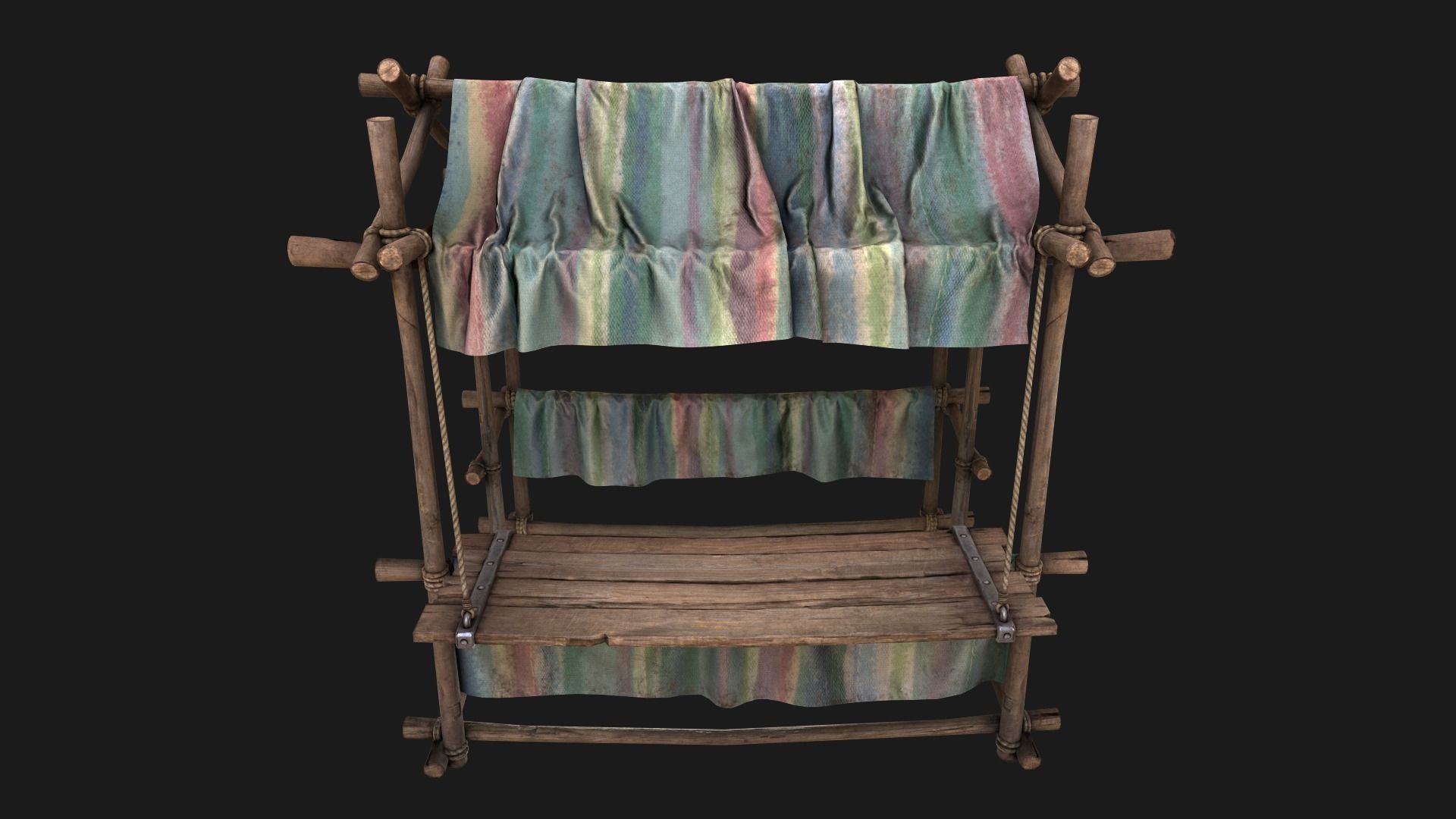 Market Stall Colored Lines Low-poly 3D model_11
