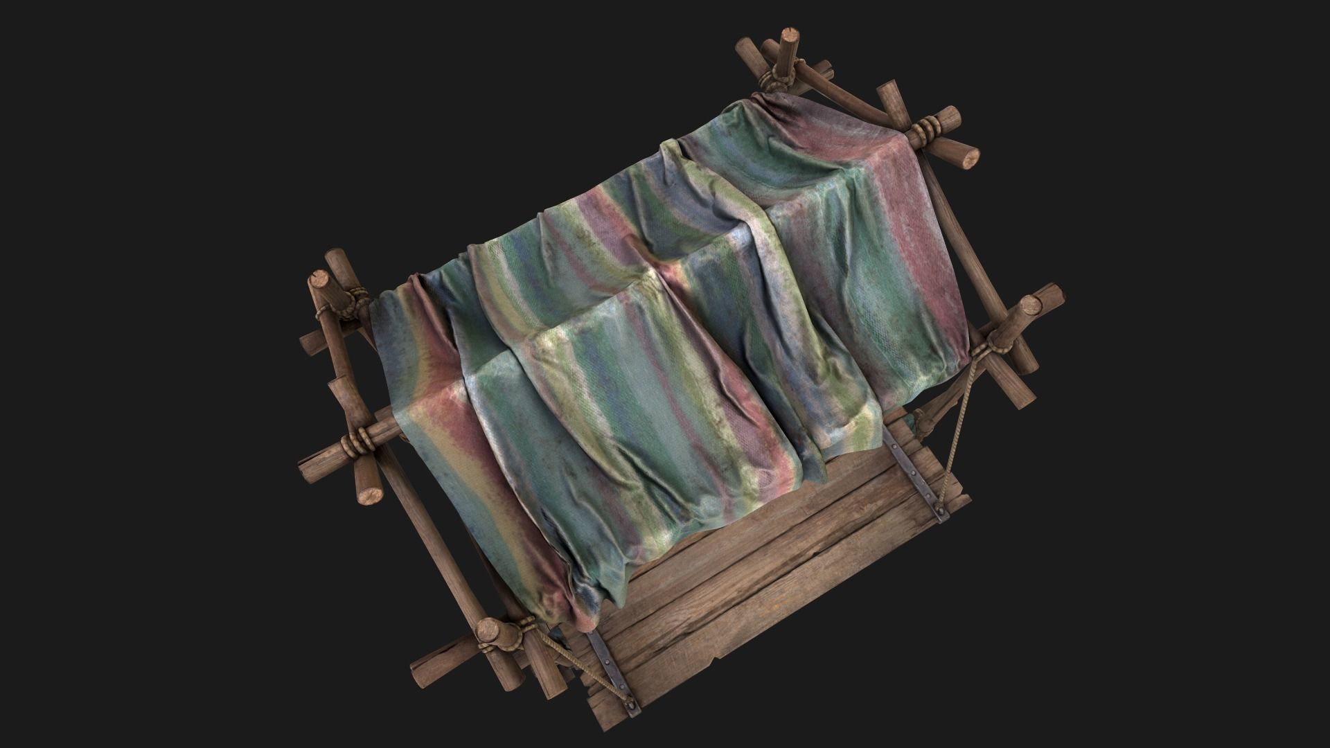 Market Stall Colored Lines Low-poly 3D model_9