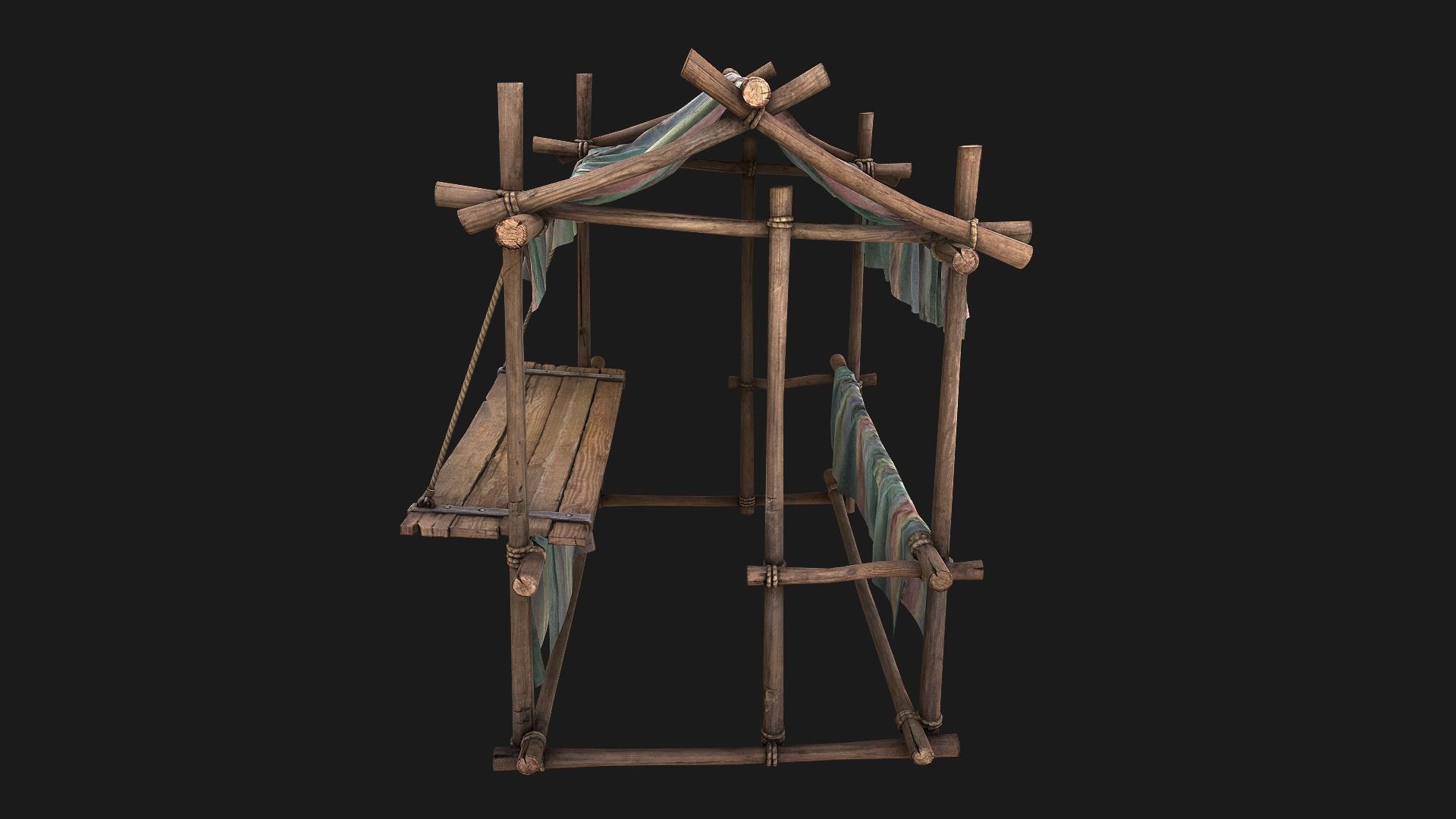 Market Stall Colored Lines Low-poly 3D model_14