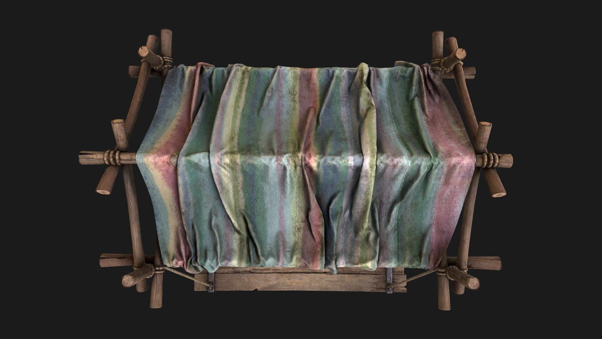 Market Stall Colored Lines Low-poly 3D model_10