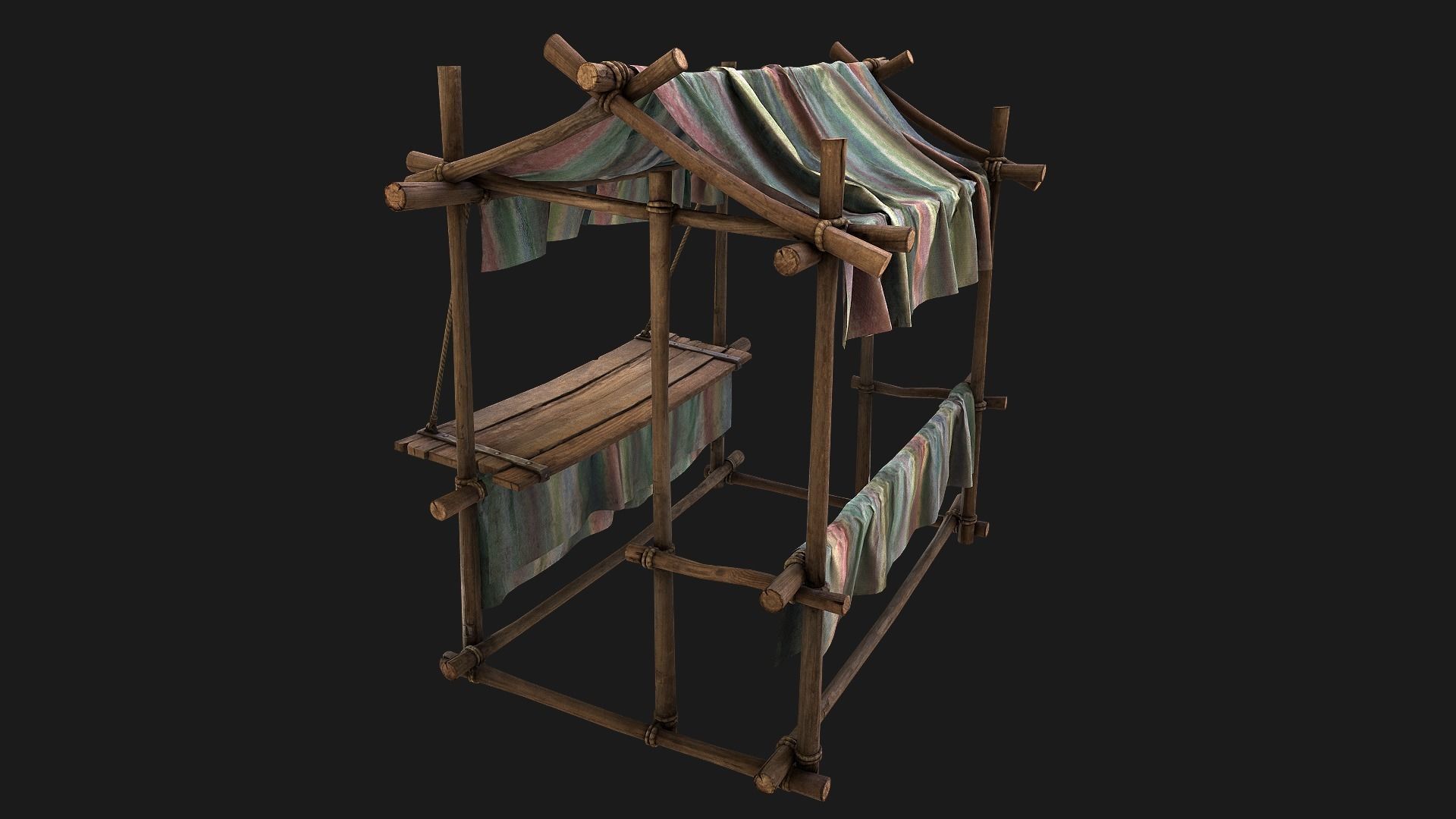 Market Stall Colored Lines Low-poly 3D model_16