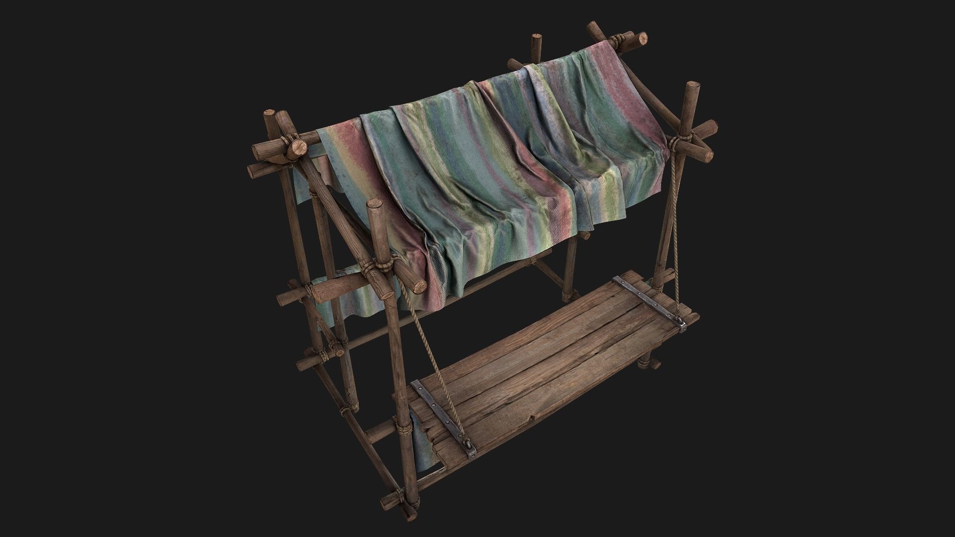 Market Stall Colored Lines Low-poly 3D model_8