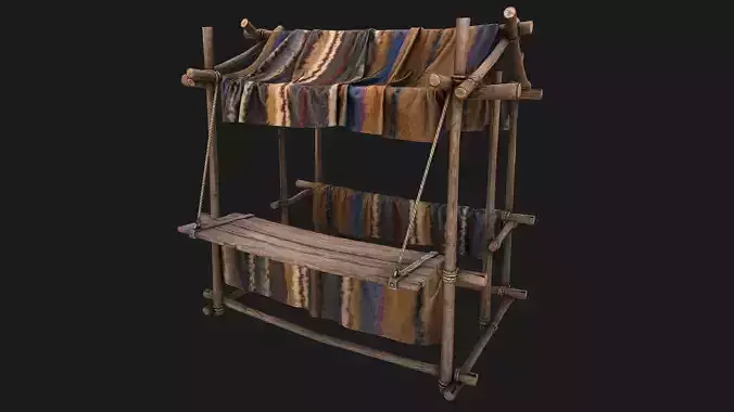 Market Stall Colored Carpet Low-poly 3D model