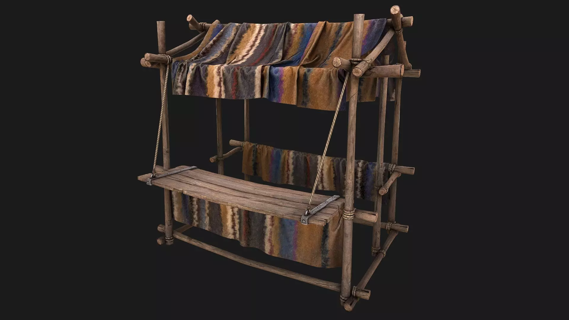 Market Stall Colored Carpet Merchant Shop Low-poly 3D model