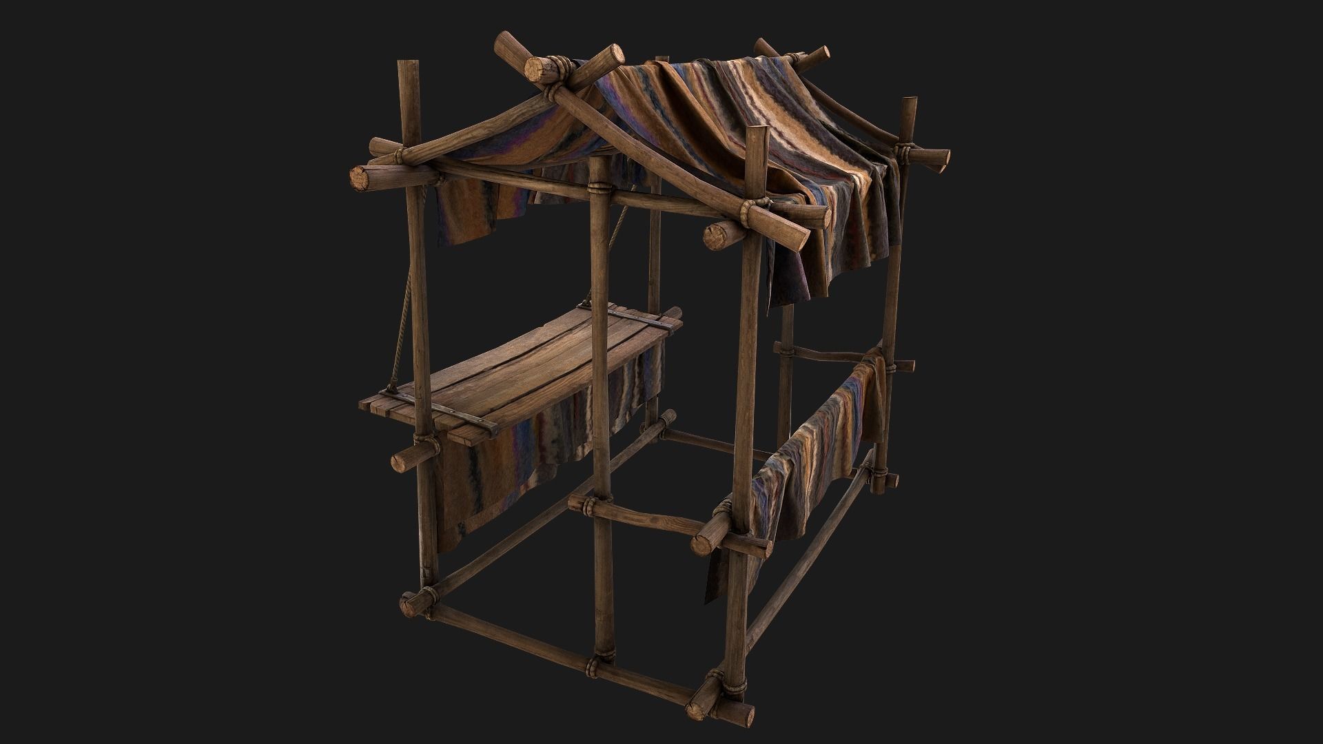 Market Stall Colored Carpet Low-poly 3D model_16