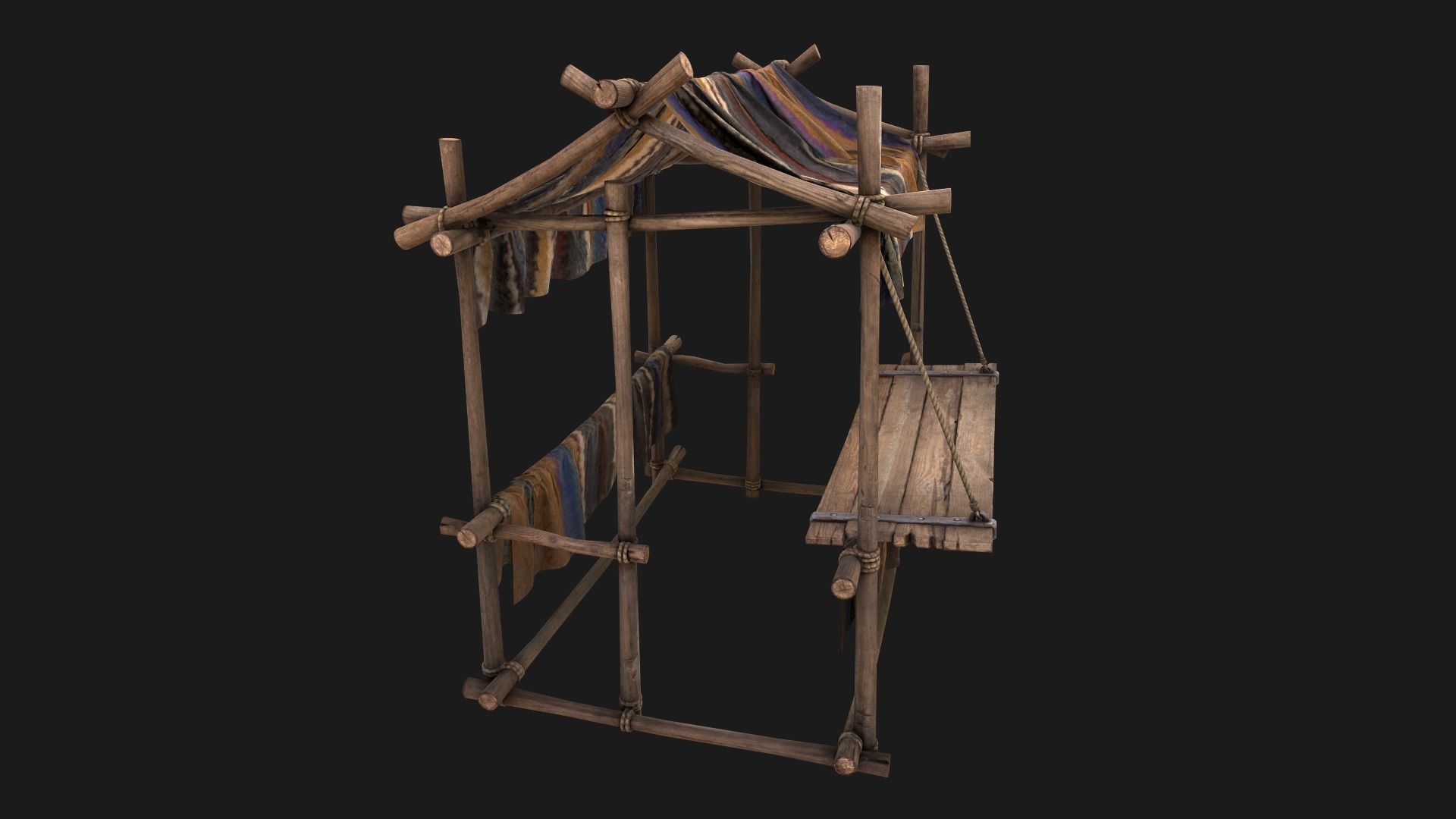 Market Stall Colored Carpet Low-poly 3D model_5