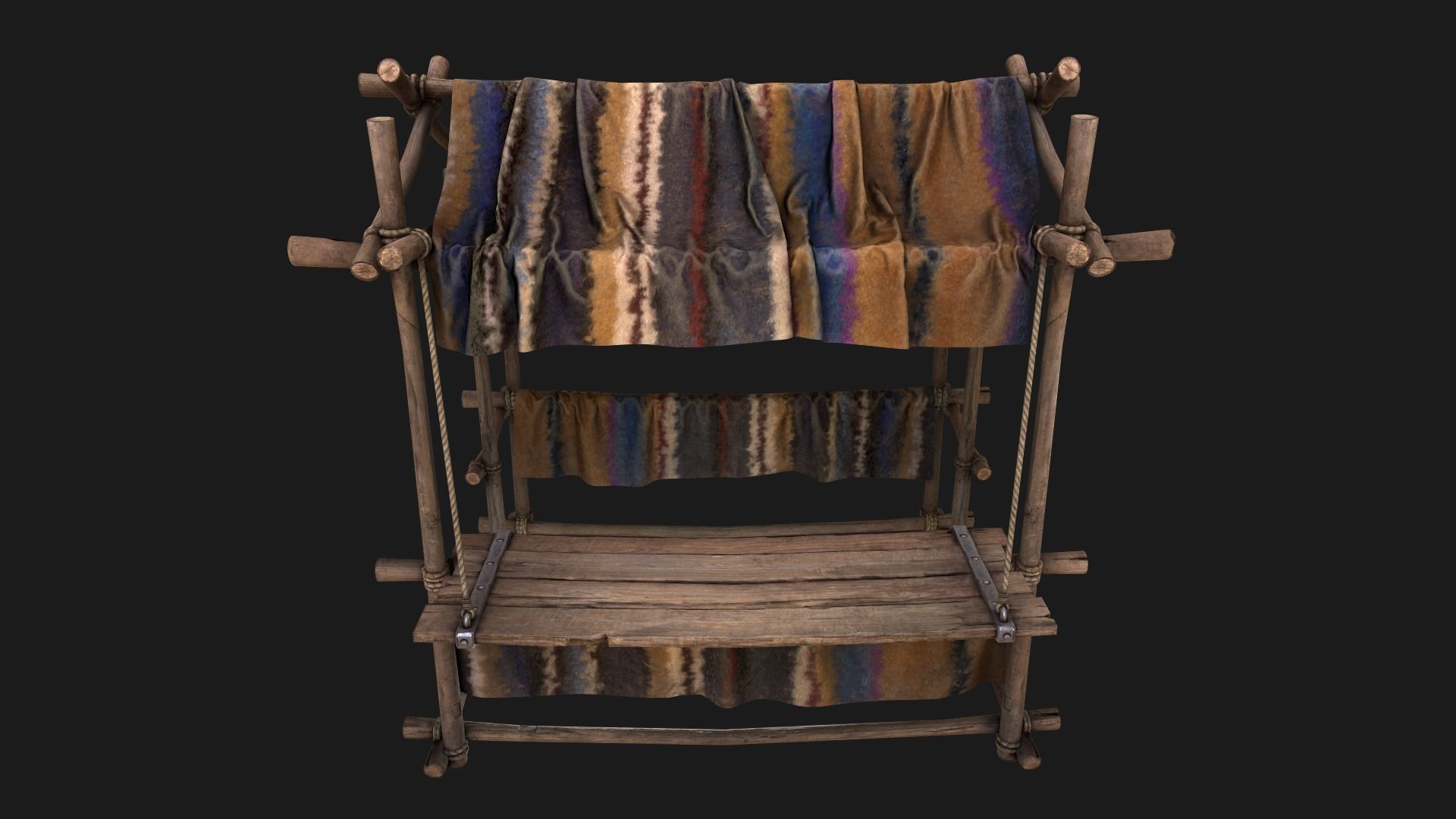 Market Stall Colored Carpet Low-poly 3D model_11