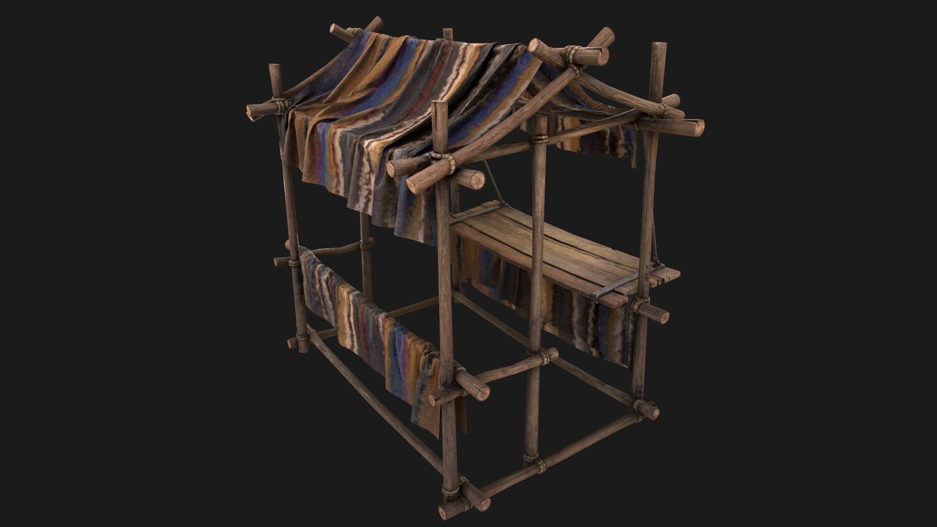 Market Stall Colored Carpet Low-poly 3D model_3