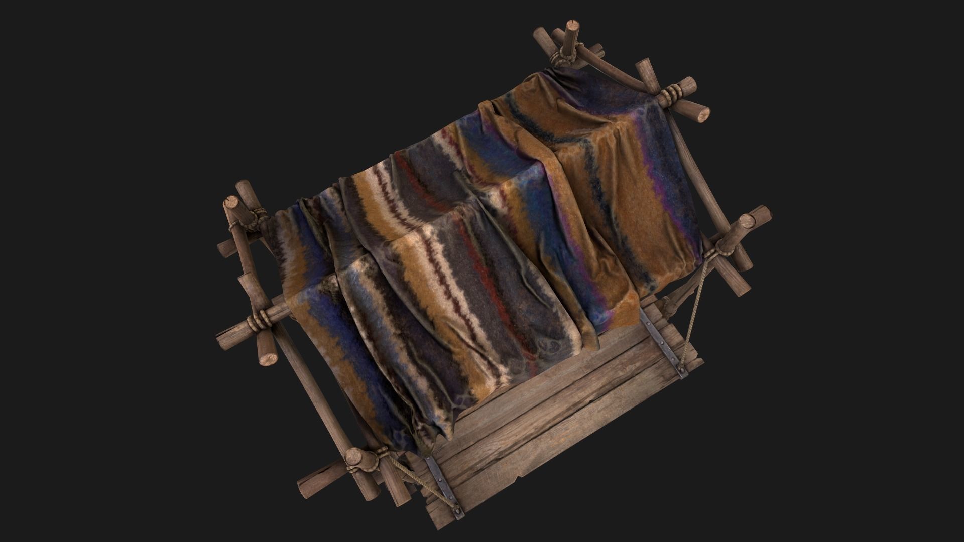 Market Stall Colored Carpet Low-poly 3D model_9