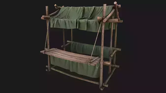 Market Stall Military Tent Low-poly 3D model