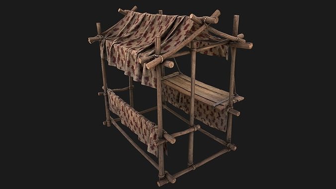 Market Tents Red Dots Merchant Bazaar Low-poly 3D model 3