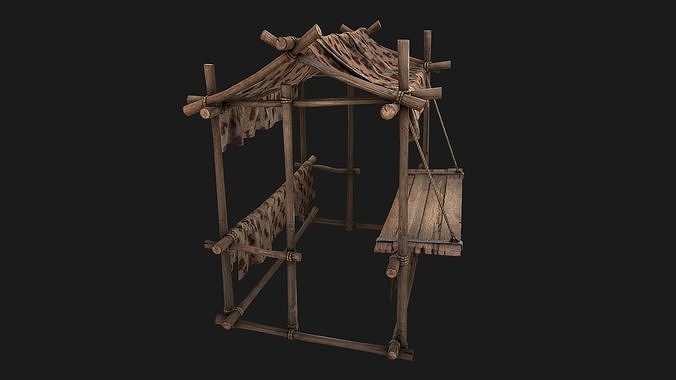 Market Tents Red Dots Merchant Bazaar Low-poly 3D model 5