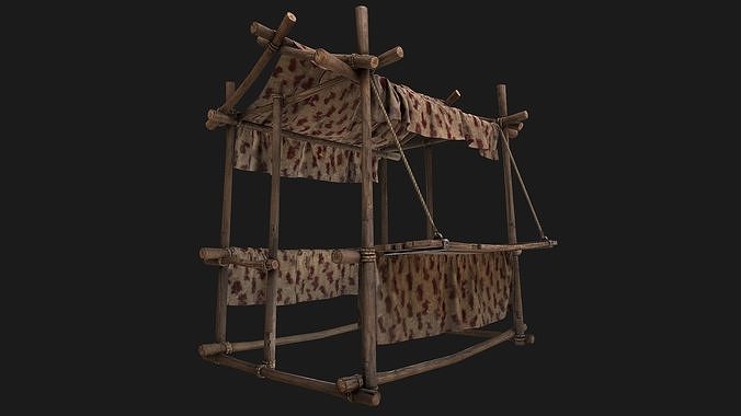 Market Tents Red Dots Merchant Bazaar Low-poly 3D model 7