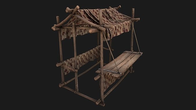 Market Tents Red Dots Merchant Bazaar Low-poly 3D model 6