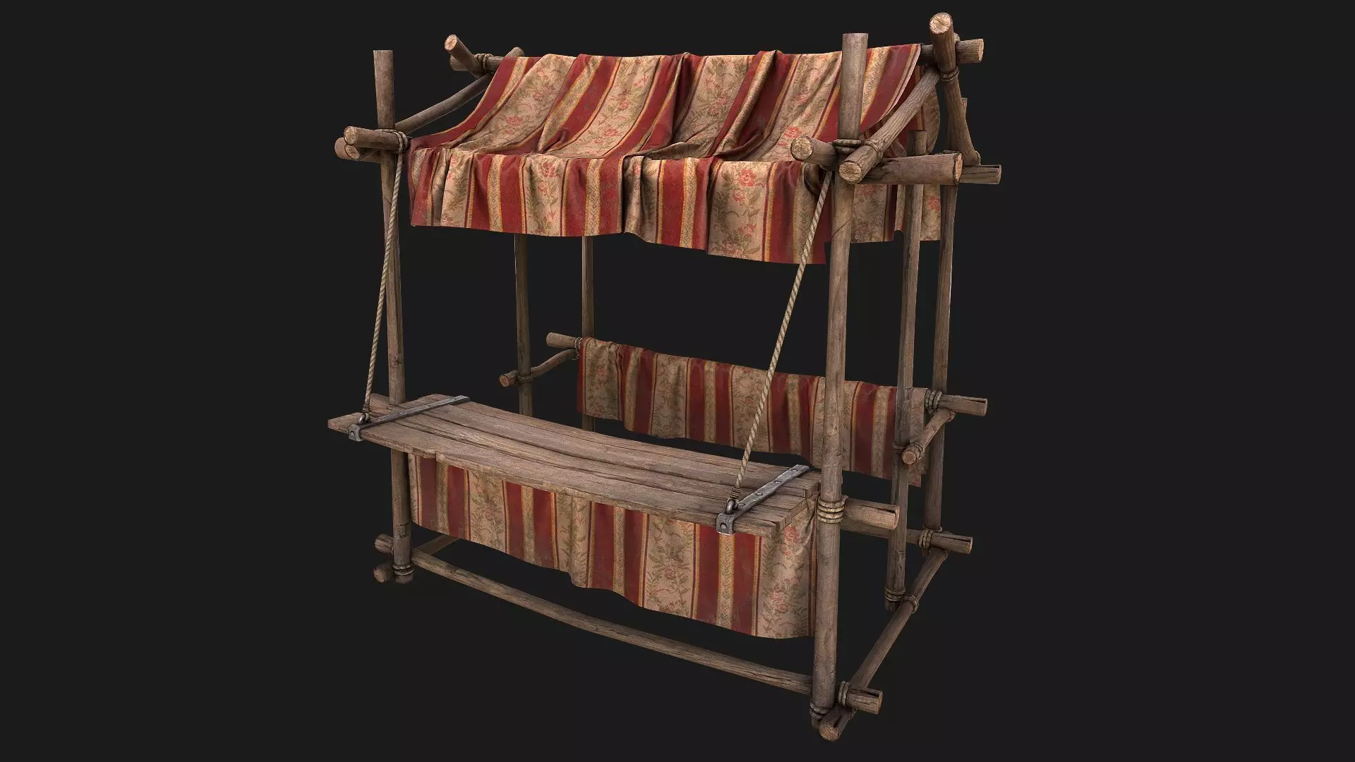 Medieval Fair Stall Red Bazaar street Low-poly 3D model