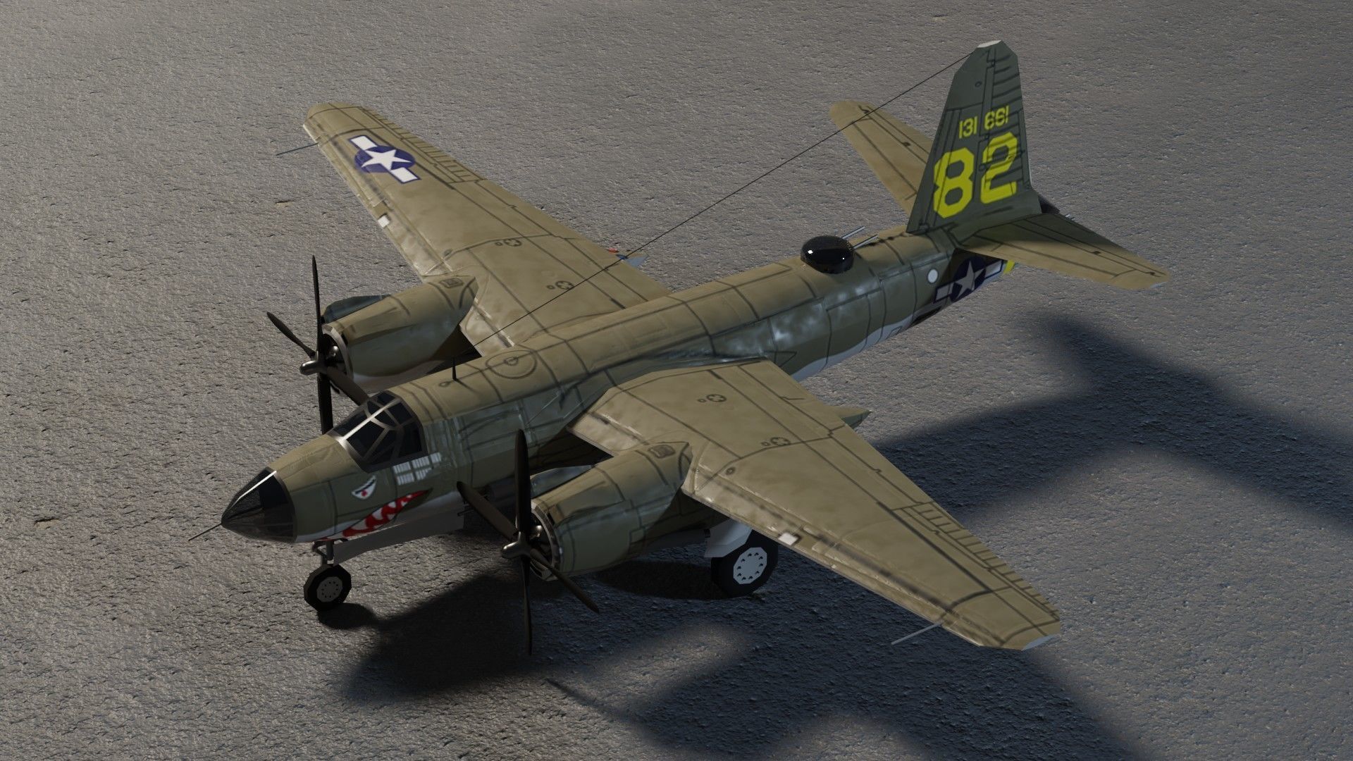 Martin B-26 Marauder WW2 bomber Low-poly 3D model_7