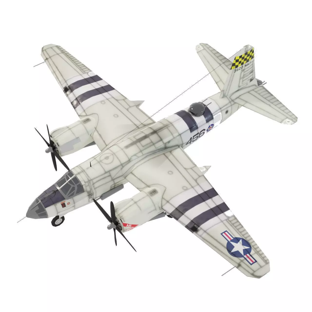 Martin B-26 Marauder WW2 bomber Low-poly 3D model_0
