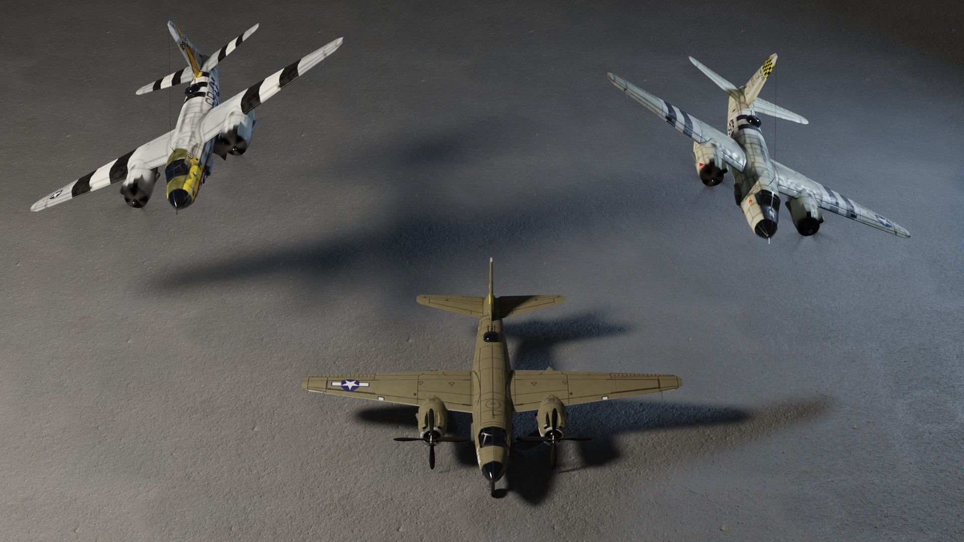 Martin B-26 Marauder WW2 bomber Low-poly 3D model_1