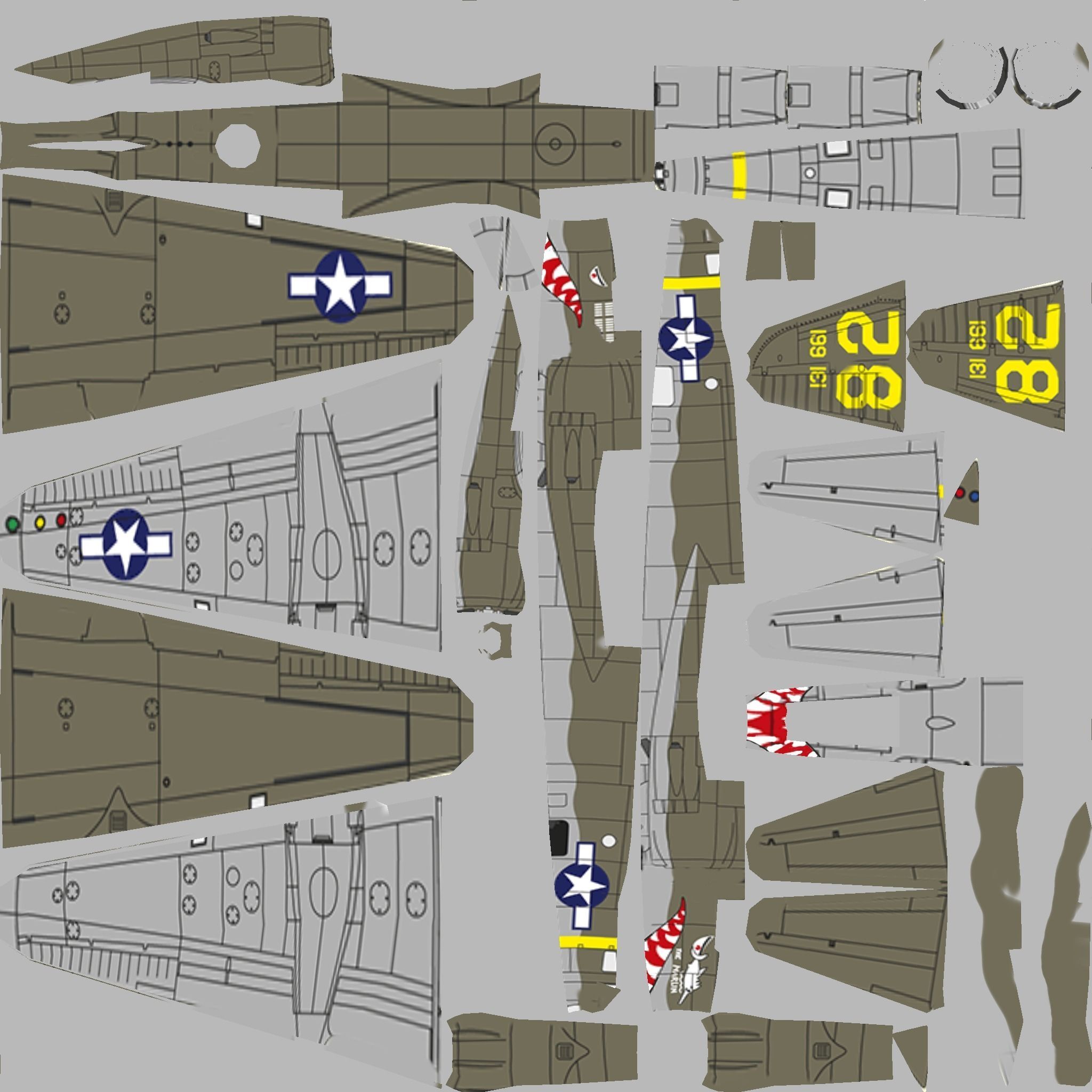 Martin B-26 Marauder WW2 bomber Low-poly 3D model_19