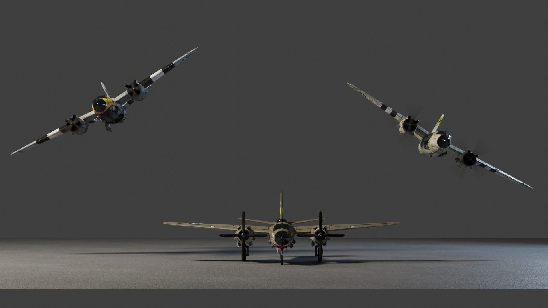 Martin B-26 Marauder WW2 bomber Low-poly 3D model_5