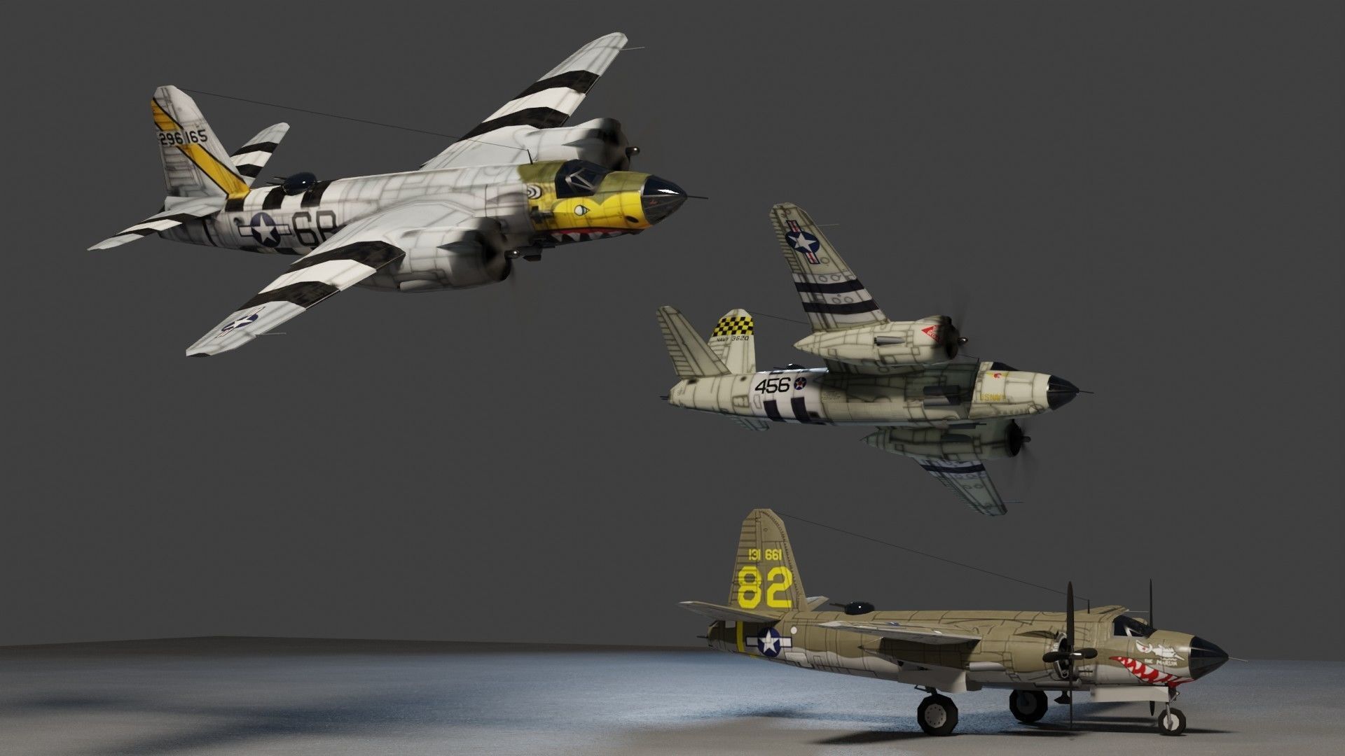 Martin B-26 Marauder WW2 bomber Low-poly 3D model_4