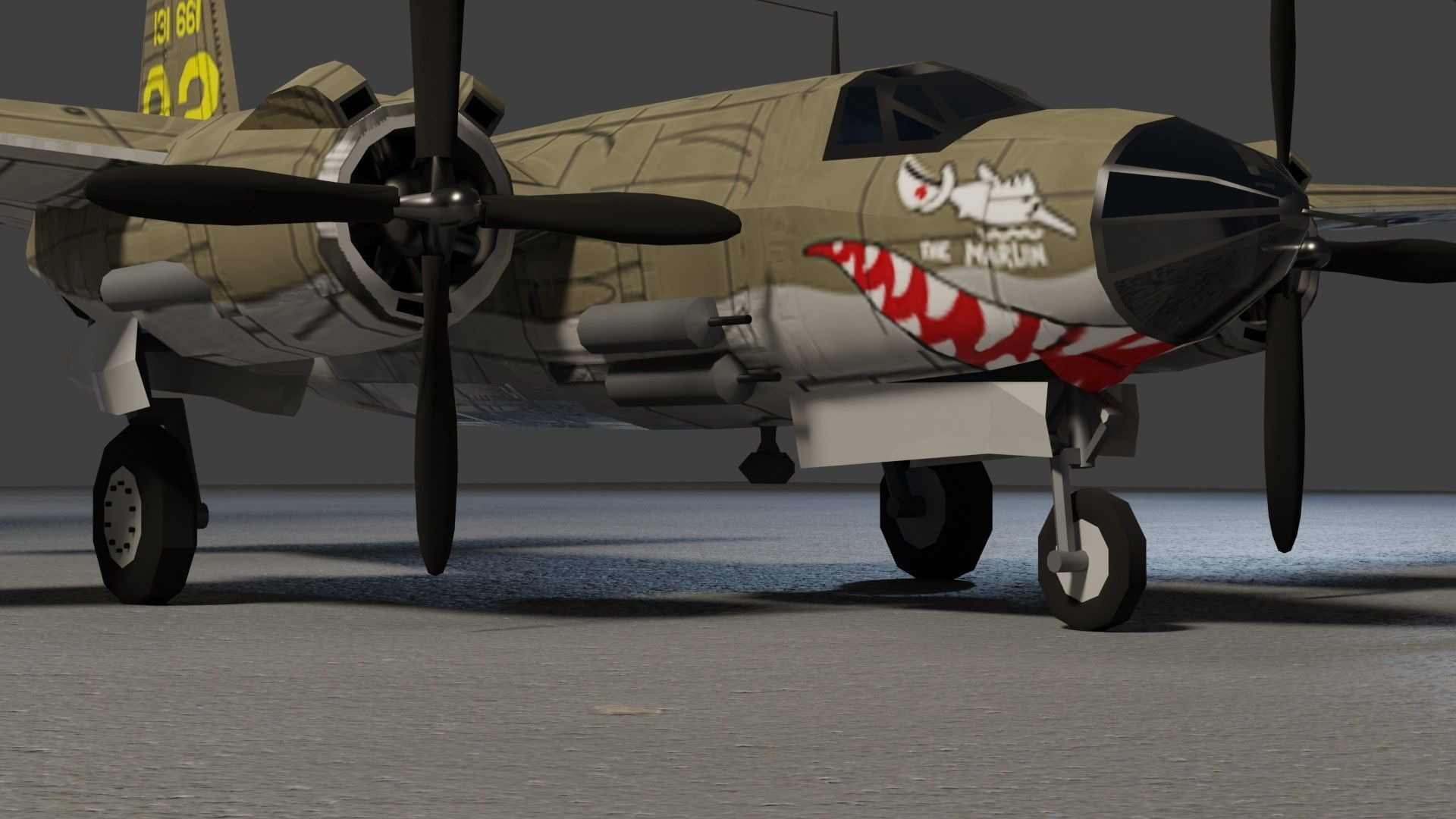 Martin B-26 Marauder WW2 bomber Low-poly 3D model_15