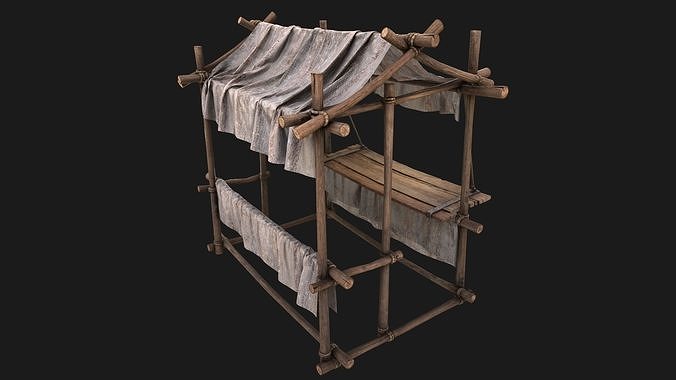 Market Tent White Merchant Stall stand Low-poly 3D model 3