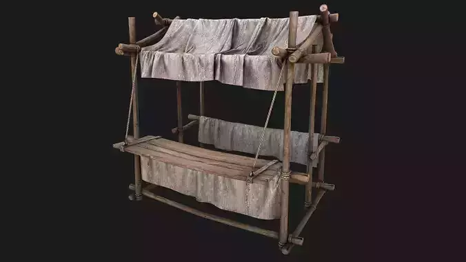 Market Tent White Merchant Stall stand Low-poly 3D model