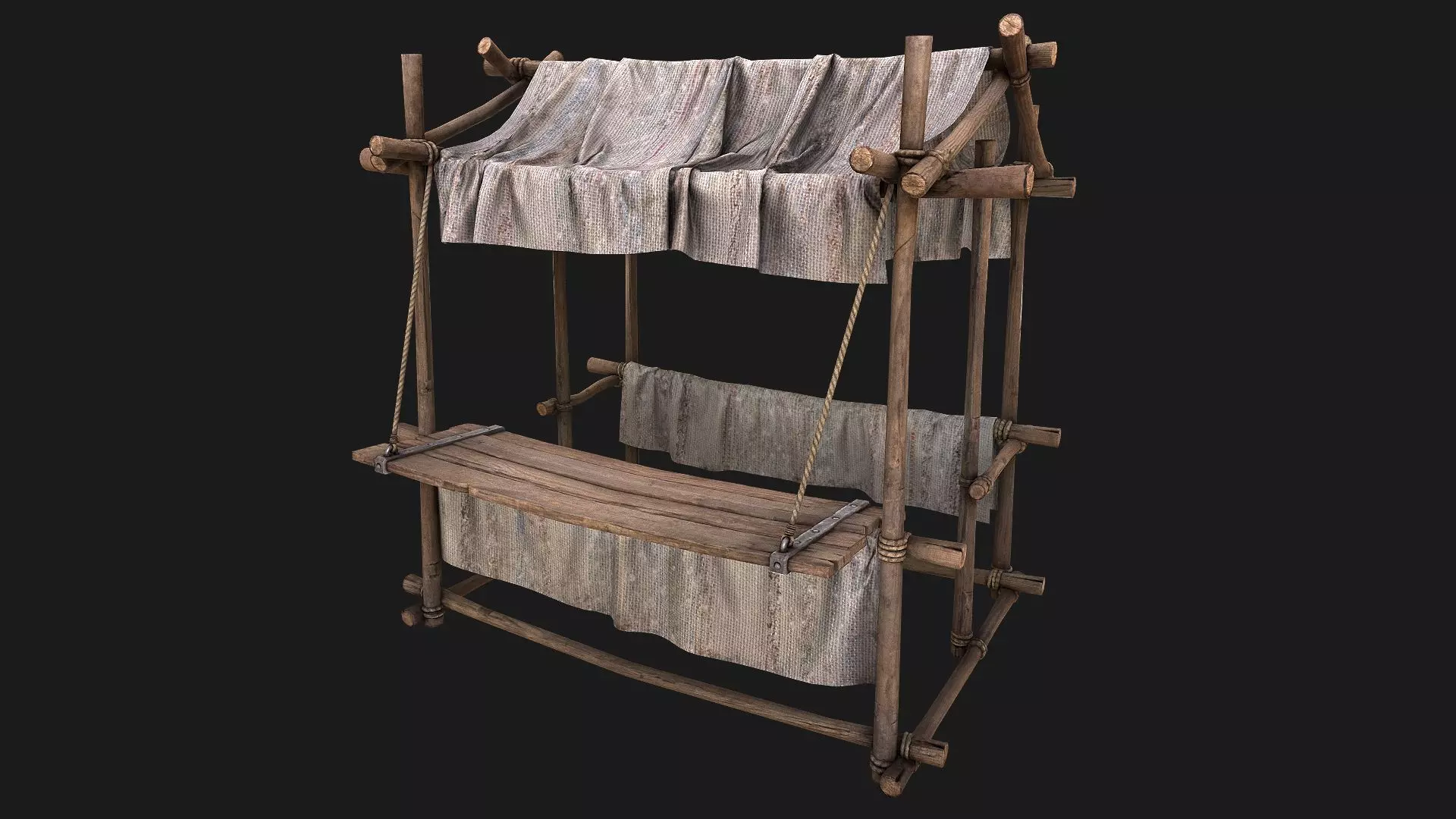 Market Tent White Merchant Stall stand Low-poly 3D model