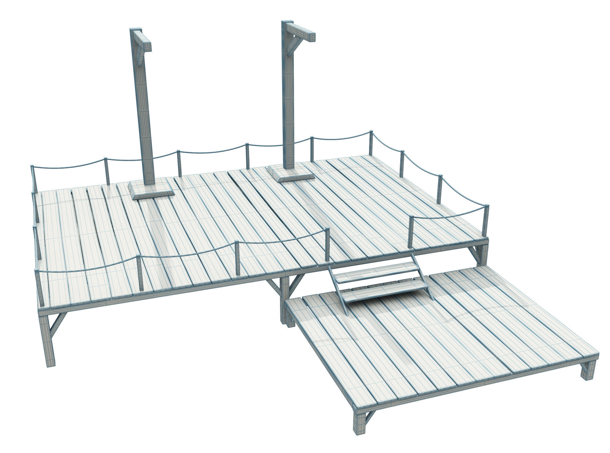 Medieval Triple Gallows Low-poly 3D model_4