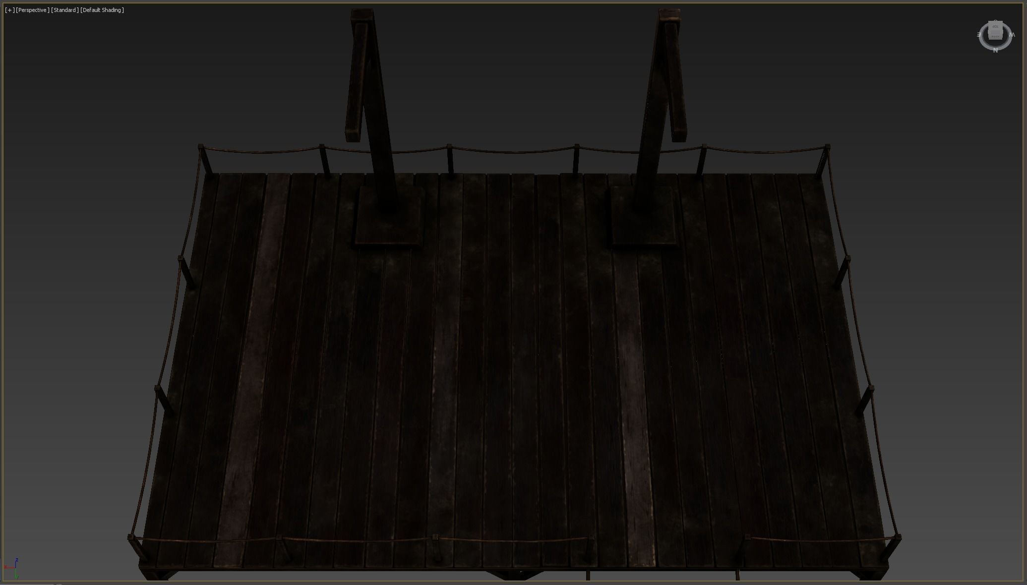 Medieval Triple Gallows Low-poly 3D model_5